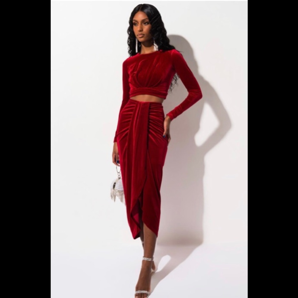NWT Sexy Red Velvet top, and skirt